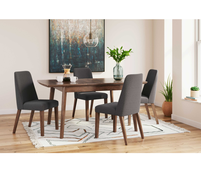 Lyncott - Charcoal / Brown- 5 Pc. - Butterfly Extension Table, 4 Side Chairs