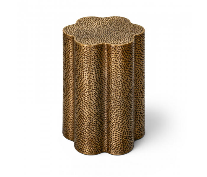Lotus - Iron End / Side Table - Brass - Bronze, 14"