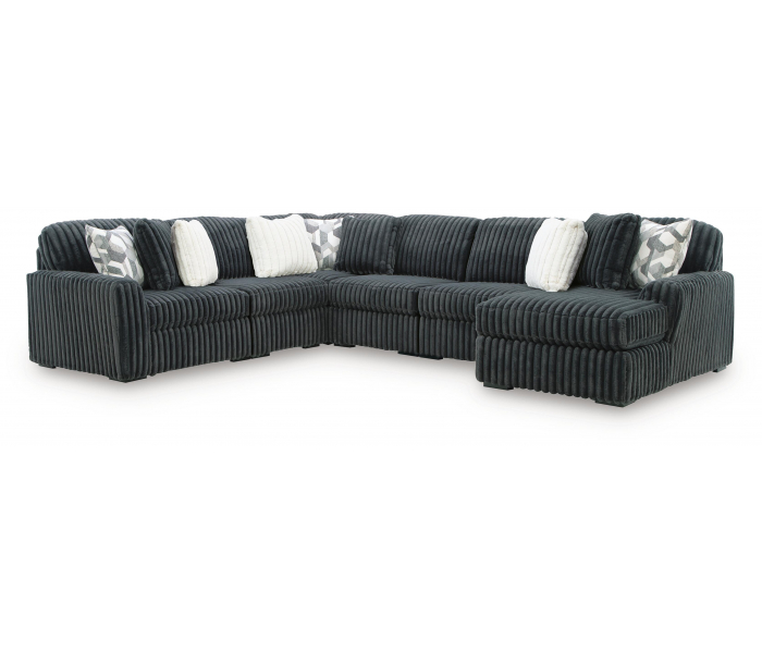 Midnight-Madness 6-Piece Sectional With RAF Corner Chaise Gunmetal, 122"
