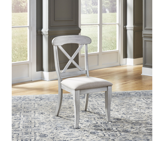Ocean Isle - Upholstered X Back Side Chair - Antique