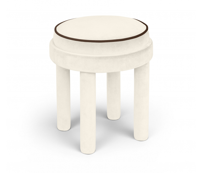 Velin - Velvet Ottoman / Stool - Cream - White