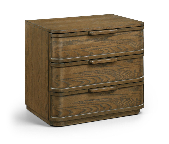 Tiberio - Oak Veneer And Solid Wood Nightstand - Brown - Dark Brown