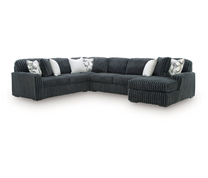 Midnight-Madness 4-Piece Sectional With RAF Corner Chaise Gunmetal, 121"