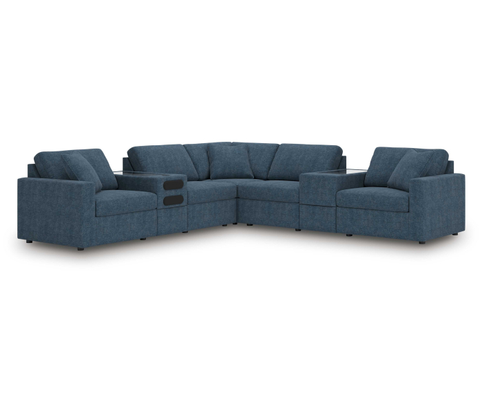 Cozymax - Ink - 7-Piece Balanced Sectional With Audio And Storage Consoles, 124"