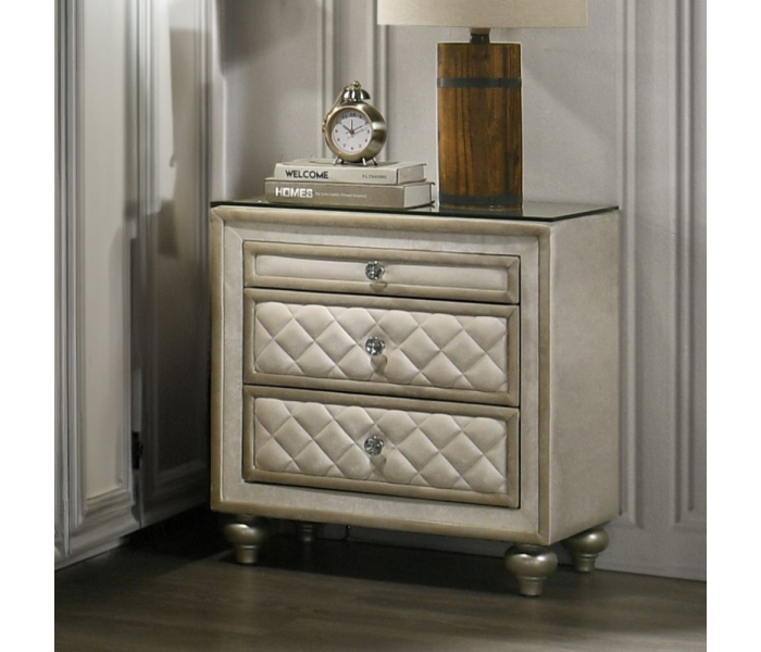 Lucienne - Nightstand - Beige Velvet
