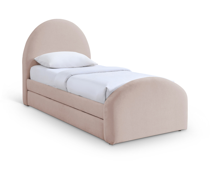 Andaz - Chenille Fabric Upholstered Twin Trundle Bed - Pink