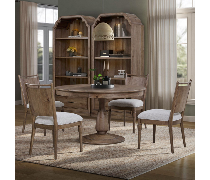 Hickory Grove - 5 Piece Pedestal Table Set - Brown - Light Brown