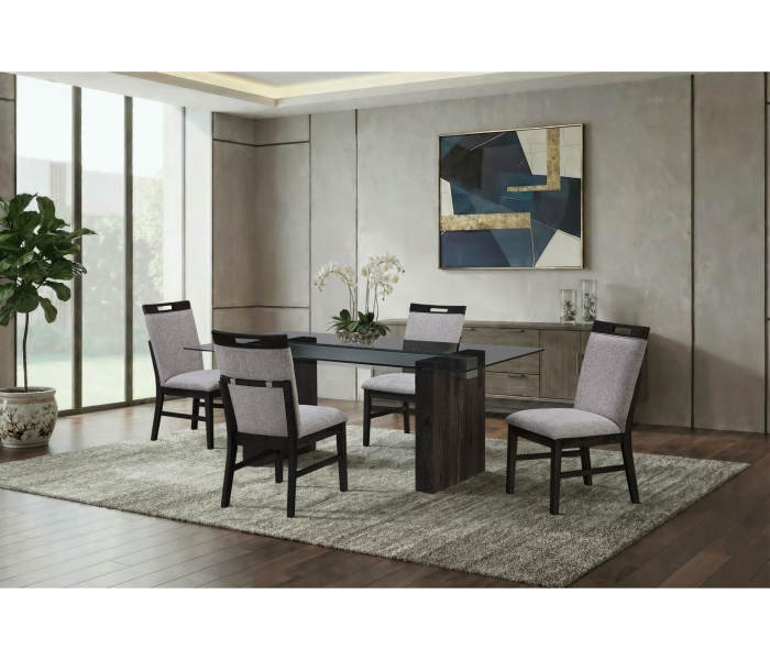 D4238 - 9 Piece Dining Room Set (Dining Table And 8 Dining Chairs) - Clear / Dark Brown / Light - Dark Brown