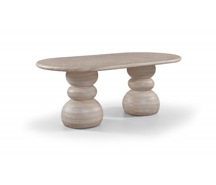 Navo - Indoor/Outdoor Dining Table - Travertine - Beige, 78.75"