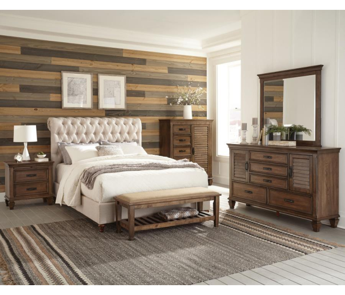 Devon - Footboard & Side Rails & Slats & Hardware, Box 2 of 2 - Burnished Oak - Dark Brown