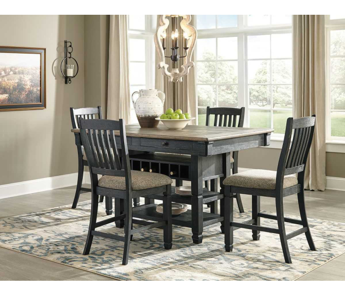 Tyler Creek - Dark Gray - 5 Pc. - Counter Table, 4 Barstools