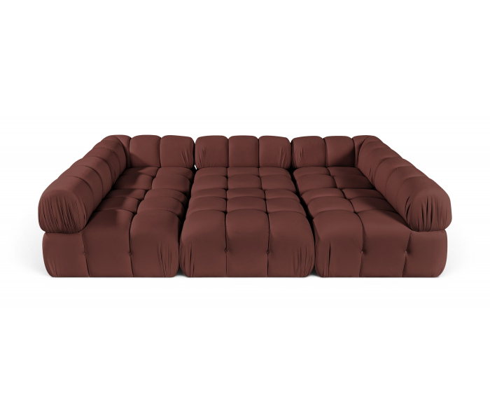 Orin - Velvet 6 Piece Modular Sectional - Rose - Dark Red, 111"