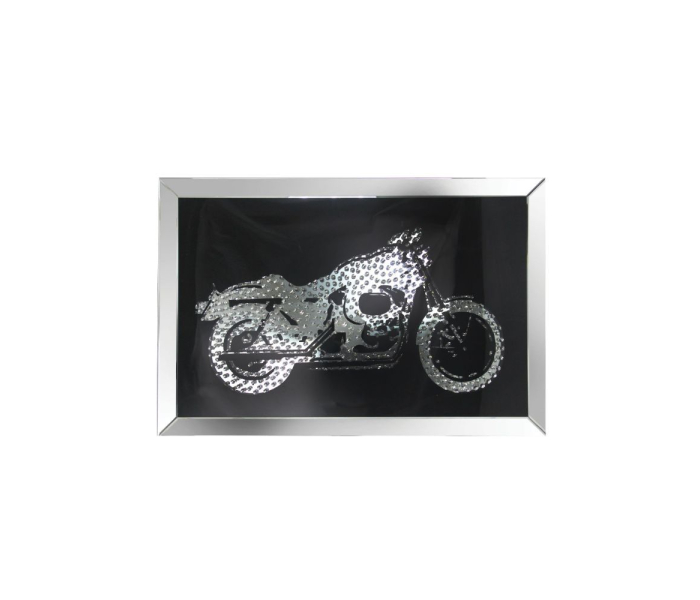 Nevina - Wall Art - Mirrored & Faux Crystal Bike - Pearl Silver