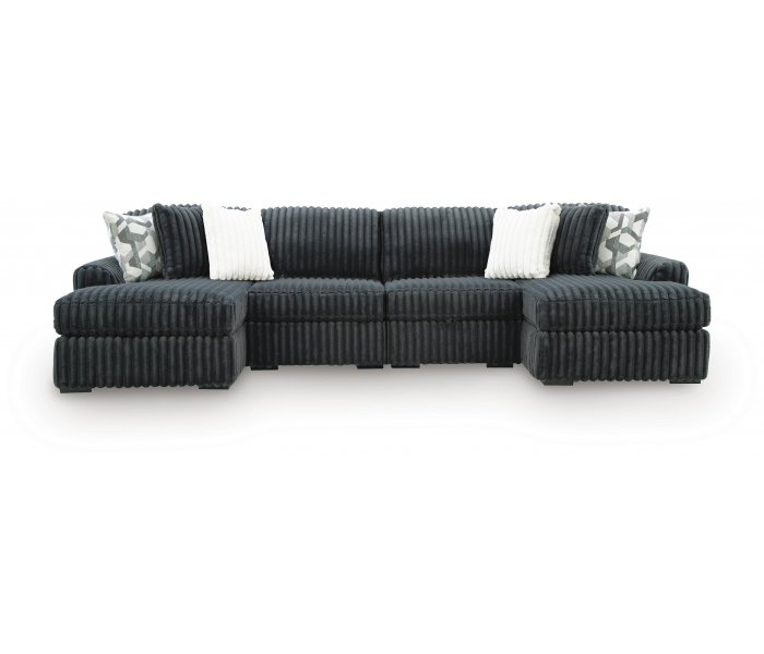 Midnight-Madness 4-Piece Double Chaise Sectional Gunmetal, 150"