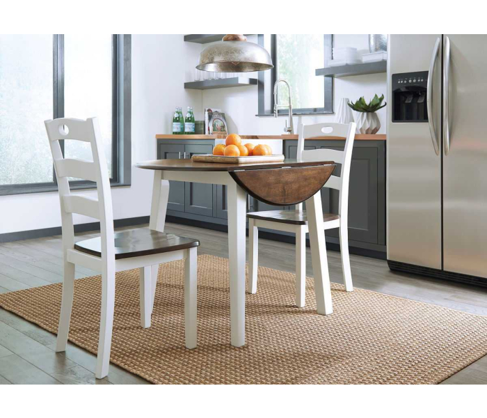 Woodanville - Cream / Brown - 3 Pc. - Drop Leaf Table, 2 Side Chairs