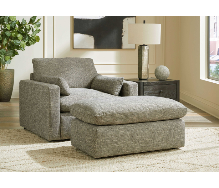 Dramatic - Granite - 2 Pc. - Chair And A Half, Ottoman