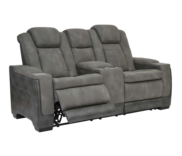 Next-Gen Durapella - Slate - Power Reclining Loveseat with Console/Adj Headrest