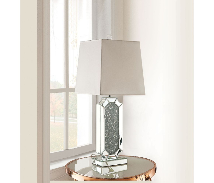 Noralie - Table Lamp - Mirrored & Faux Diamonds - 33" - Pearl Silver