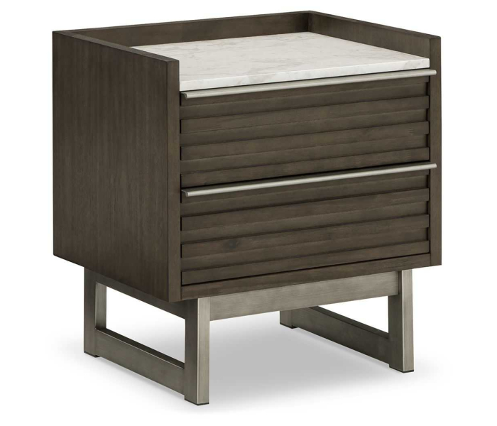 Arkenton - Grayish Brown / White - Two Drawer Night Stand