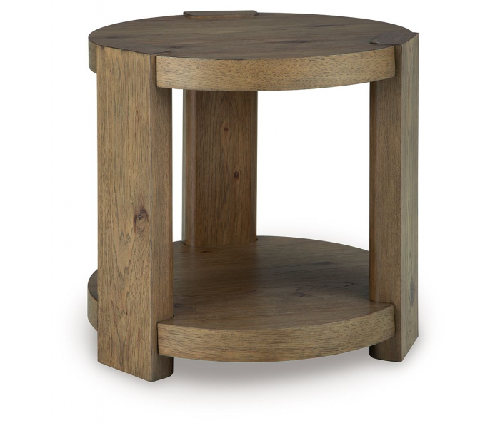 Flangren Round End Table Light Brown, 24"