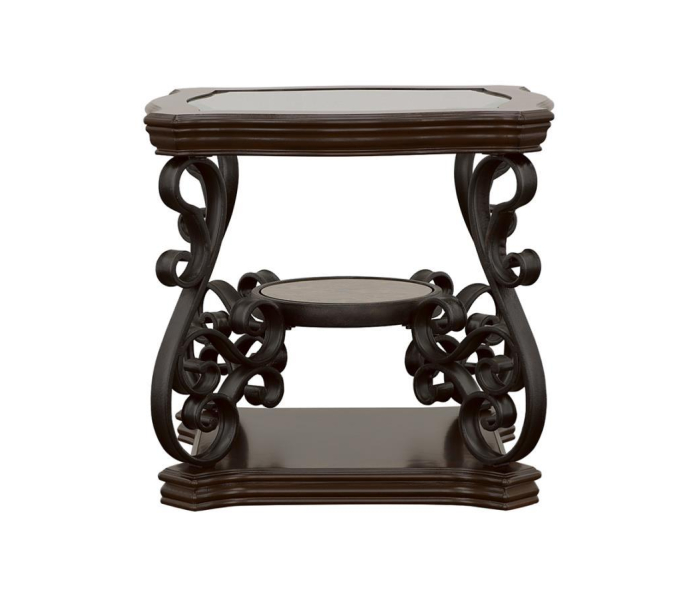 Laney - 1-Shelf Glass Top Rectangular End Table - Deep Merlot, 24.5"