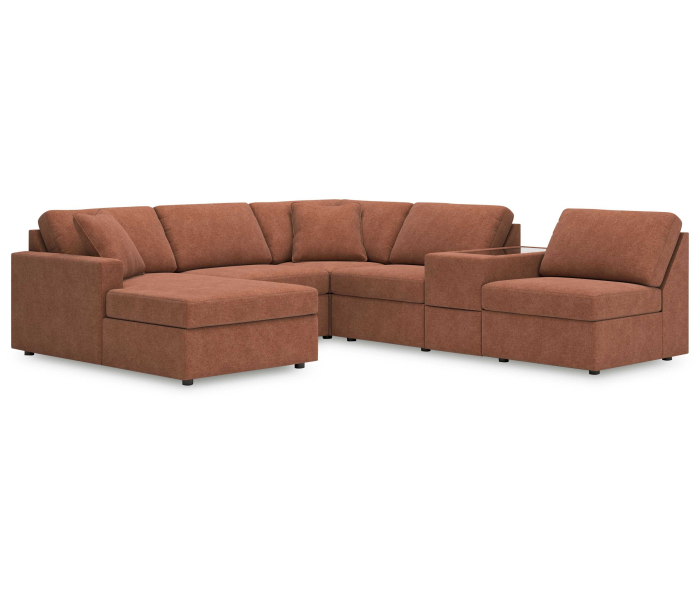 Cozymax - Spice - 6-Piece Sectional With Laf Corner Chaise And Storage Console, 140"