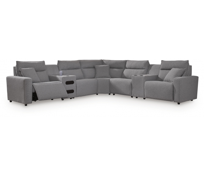 Modmax II 7-Piece Power Reclining Sectional With Console And Audio Console Salt And Pepper, 165"