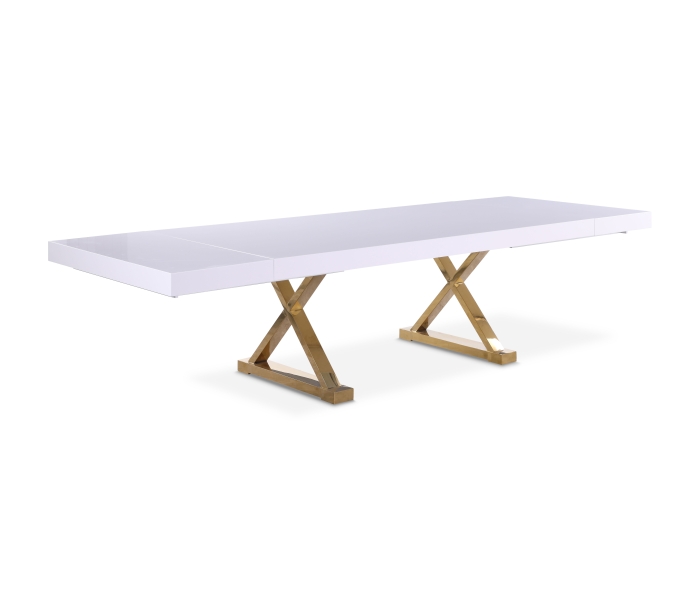 Excel - Extendable Dining Table - White - Steel, 84"