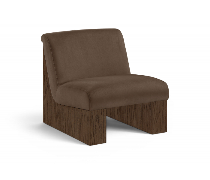 Vantage - Velvet Performance Fabric Upholstered Accent Chair - Beige / Brown