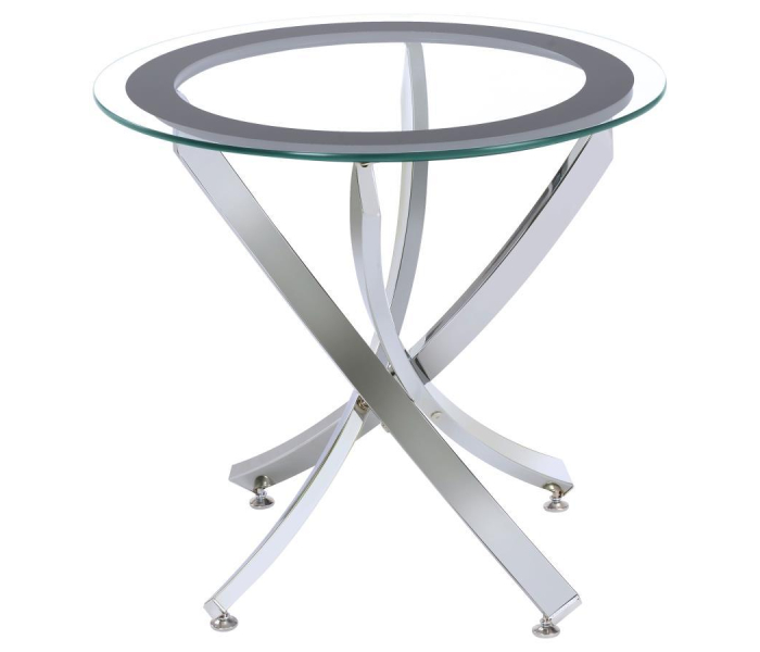 Brooke - Round Glass Top Side End Table Metal Base - Chrome, 23.5"