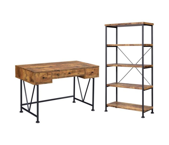 Analiese - 2 Piece Computer Desk Bookcase Set - Rustic Nutmeg
