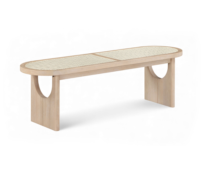 Canovia - Solid Wood And Faux Cane Bench - Natural - Light Brown