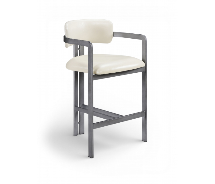 Aurum - Vegan Leather Upholstered Counter Stool - Cream - White