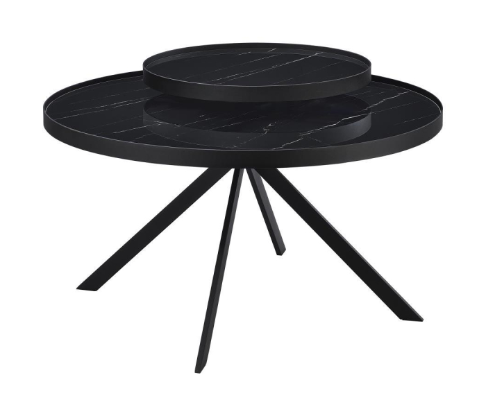 Briggs - Round Marble Printed Glass Top Coffee Table, 35.75"