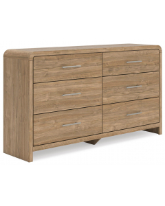 Gramburg Six Drawer Dresser Warm Natural Brown, 61.93" Wide