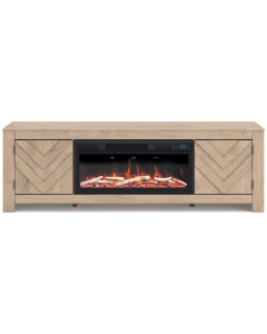 Cayboni 71" TV Stand With Electric Fireplace Tan
