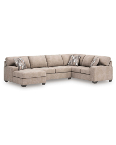 Newellen 3-Piece Sleeper Sectional With LAF Corner Chaise And RAF Sofa Beige, 141"