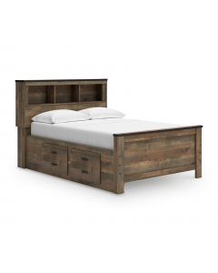 Trinell Panel Bookcase Bed With 2 Storage Drawers Brown