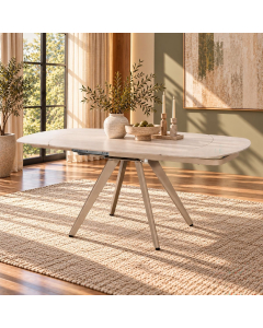 Bexley - Dining Table With Ceramic Top - Cream - Beige, 71"
