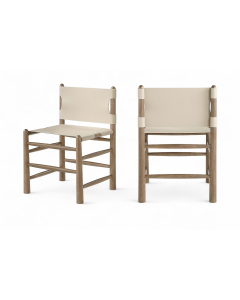 Santos - Vegan Leather Upholstered Dining Chair (Set of 2) - Beige / Stained Brown