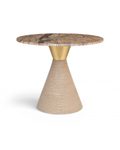 Baleen - 36" Genuine Marble And Jute Dining Table - Brown - Light Brown, 36"