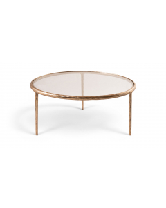Evren - Glass Top And Aluminum Base Coffee Table - Clear / Brass, 35.75"