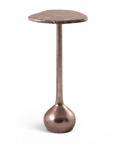 Vireo - Genuine Marble Top And Aluminum Base Drink Table - Brown / - Dark Brown, 11"