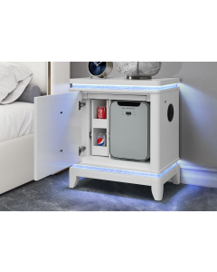 Alina - Nightstand With Cooler, LED, Speaker And USB - White