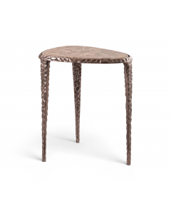 Gild - Genuine Marble Top And Aluminum Base End / Side Table - Brown / - Dark Brown, 17.5"