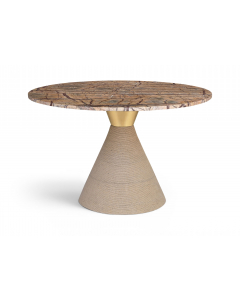 Baleen - 48" Genuine Marble And Jute Dining Table - Brown - Light Brown, 48"