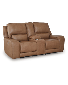 DeepWakes Power Reclining Loveseat / Console / Adjustable Headrest Caramel