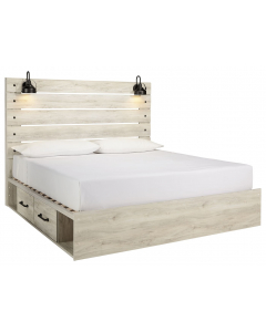 Cambeck Panel Bed With Side Storage Drawers Whitewash