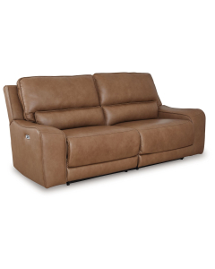 DeepWakes 2 Seat Power Reclining Sofa Adjustable Headrest Caramel, 92"