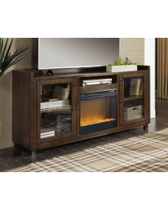 Starmore - Brown - 70" TV Stand With Glass/Stone Fireplace Insert